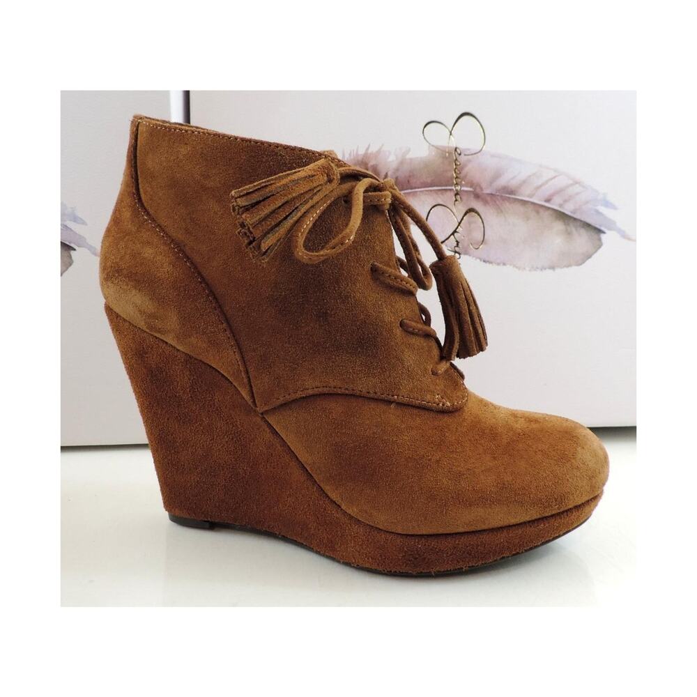 Jessica Simpson Size 8 Cyntia Ankle Wedge Booties Heels Lace Up